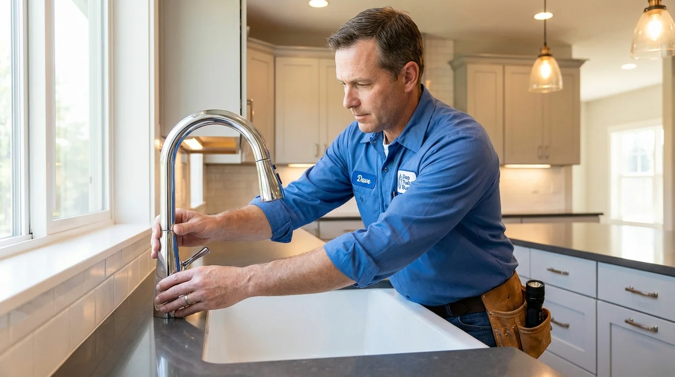 Kitchen faucet installation by Johns Plumbing LLC in Grasonville