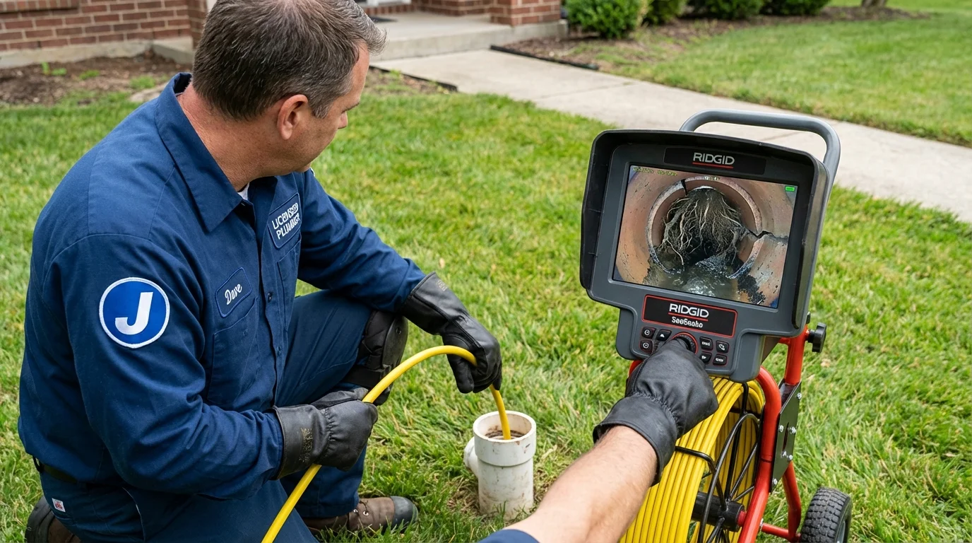 Sewer camera inspection being performed by Johns Plumbing LLC in Grasonville